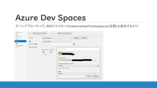 Azure Dev Spaces
デバッグプロパティで、AKSクラスターとkubernetesのnamespace(空間)を指定するだけ
 