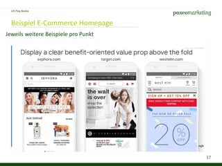 17
Beispiel E-Commerce Homepage
Jeweils weitere Beispiele pro Punkt
UX Play Books
 
