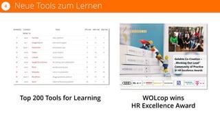 Neue Tools zum Lernen4
Top 200 Tools for Learning WOLcop wins
HR Excellence Award
 