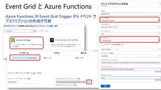 Event Grid と Azure Functions
Azure Functions の Event Grid Trigger から イベント サ
ブスクリプションの作成が可能
 