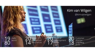 Kim van Wilgen
@kimvanwilgen
Customer
director
Schuberg
Philis
20
18
Head of
development
ANVA
20
17
Head of IT
Klaverblad
Insurances
20
14
Hello
world19
80
@aahoogendoorn | @kimvanwilgen | Flow | SDD
 