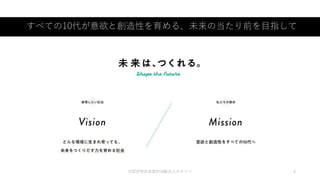 すべての10代が意欲と創造性を育める、未来の当たり前を目指して
©認定特定非営利活動法人カタリバ 4
 