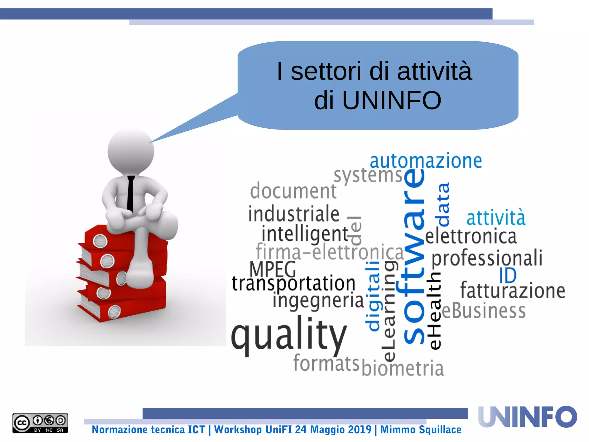 Normazione tecnica ICT | Workshop UniFI 24 Maggio 2019 | Mimmo Squillace
I settori di attività
di UNINFO
 