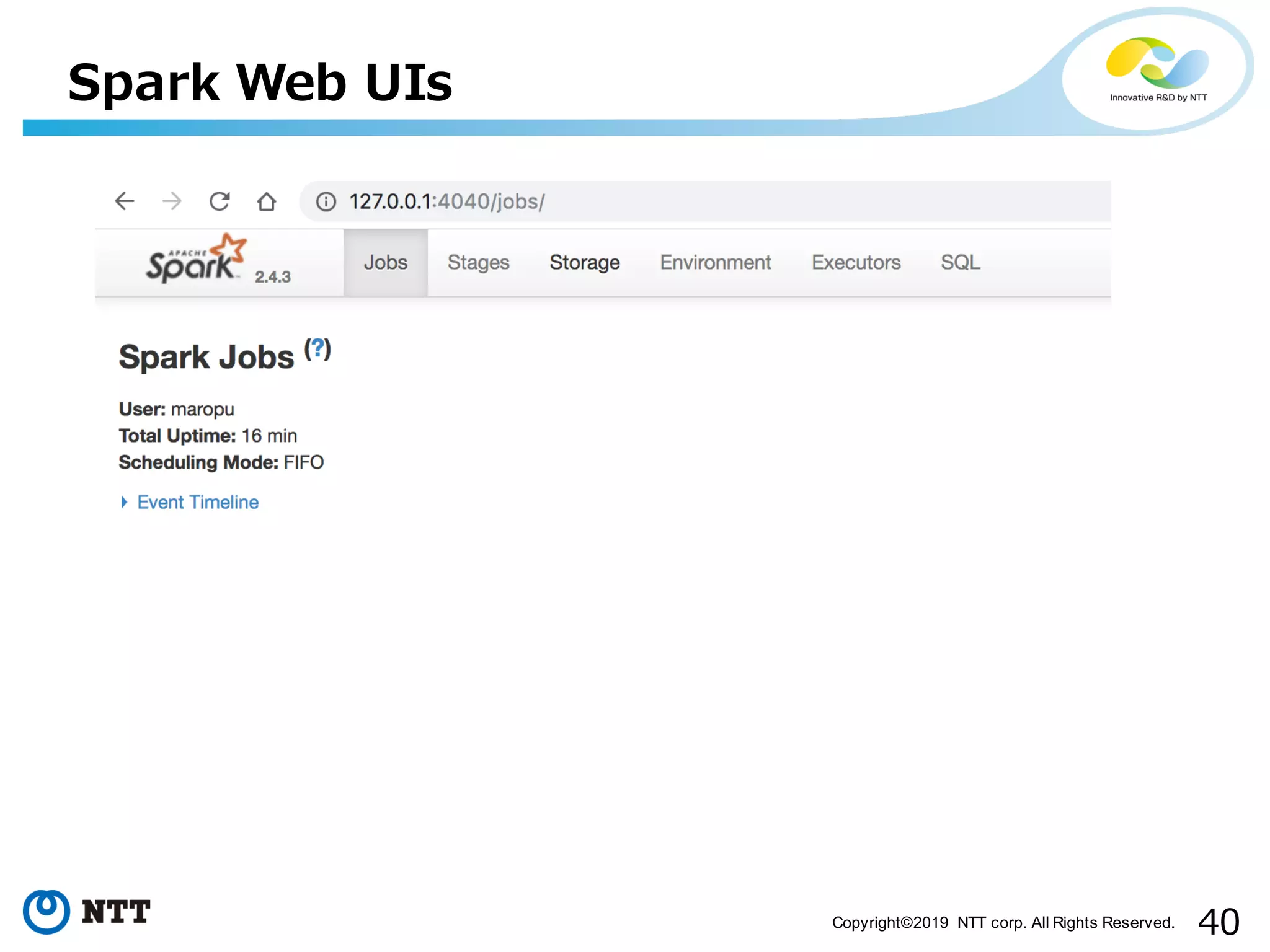 40Copyright©2019 NTT corp. All Rights Reserved. Spark Web UIs 