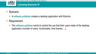 Licensing Scenario VI
 Scenario
 A software publisher creates a desktop application with Electron
 Requirement
 The so...