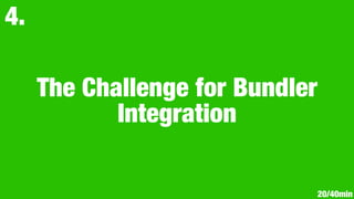 The Challenge for Bundler
Integration
4.
20/40min
 