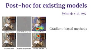 2.
Sensitivity analysis
Surrogate models
Gradient-based methods
Selvaraju et al. 2017
Post-hoc for existing models
 