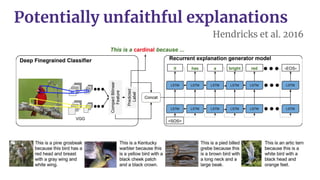 Potentially unfaithful explanations
Hendricks et al. 2016
 