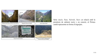 15/18
Sèrie Anyós, Nyus, Nyòvols, Nyer: en relació amb la
presència de substrat rocós i, en concret, al Pirineu
català rep...