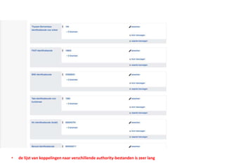• de lijst van koppelingen naar verschillende authority-bestanden is zeer lang
 