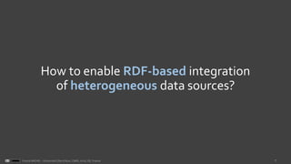 7Franck MICHEL - Université Côte d’Azur, CNRS, Inria, I3S, France
How to enable RDF-based integration
of heterogeneous data sources?
 