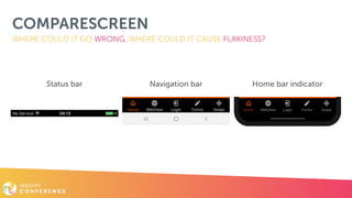 COMPARESCREEN
WHERE COULD IT GO WRONG, WHERE COULD IT CAUSE FLAKINESS?
Navigation bar Home bar indicatorStatus bar
 