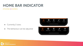 HOME BAR INDICATOR
● Currently 2 sizes
● The behaviour can be adjusted
IPHONE X SERIES
 