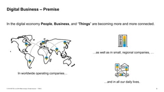 4PUBLIC© 2018 SAP SE or an SAP affiliate company. All rights reserved. ǀ
…as well as in small, regional companies, …
In worldwide operating companies…
Digital Business – Premise
In the digital economy People, Business, and “Things” are becoming more and more connected.
…and in all our daily lives.
 
