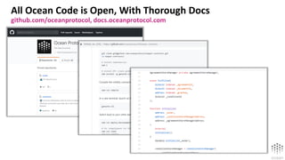 All Ocean Code is Open, With Thorough Docs
github.com/oceanprotocol, docs.oceanprotocol.com
 