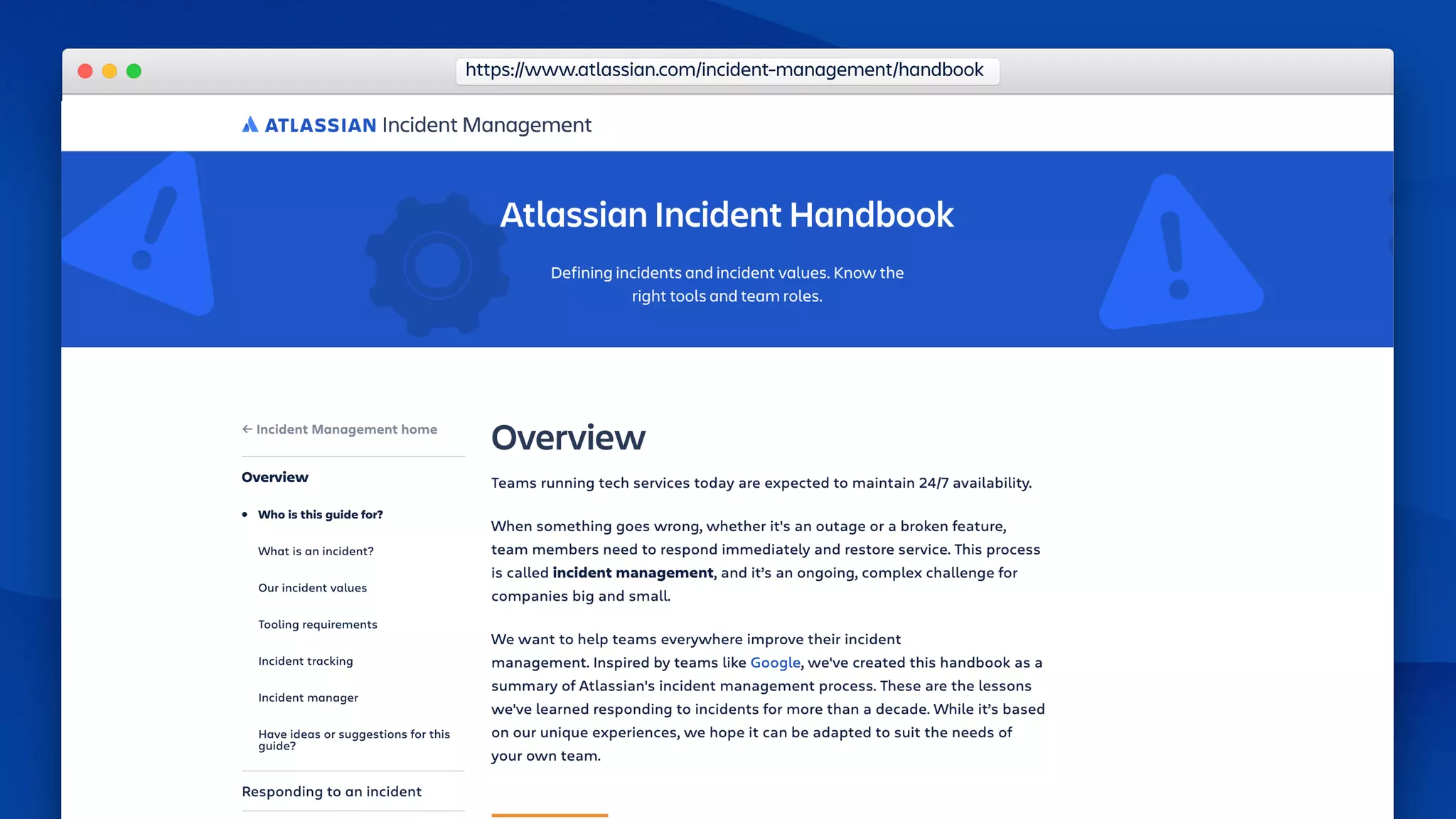 https://www.atlassian.com/incident-management/handbook
 