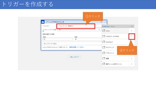 トリガーを作成する
①クリック
②クリック
 
