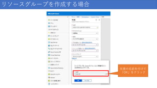 リソースグループを作成する場合
任意の名前を付けて
「OK」をクリック
 