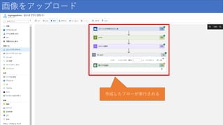 画像をアップロード
作成したフローが実行される
 