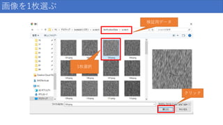 画像を1枚選ぶ
検証用データ
クリック
1枚選択
 