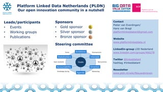 Platform Linked Data Netherlands (PLDN)
Our open innovation community in a nutshell
Leads/participants
• Events
• Working ...