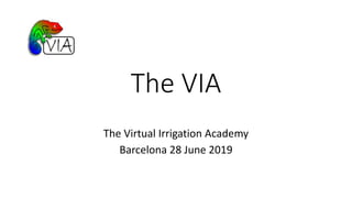 The VIA
The Virtual Irrigation Academy
Barcelona 28 June 2019
 