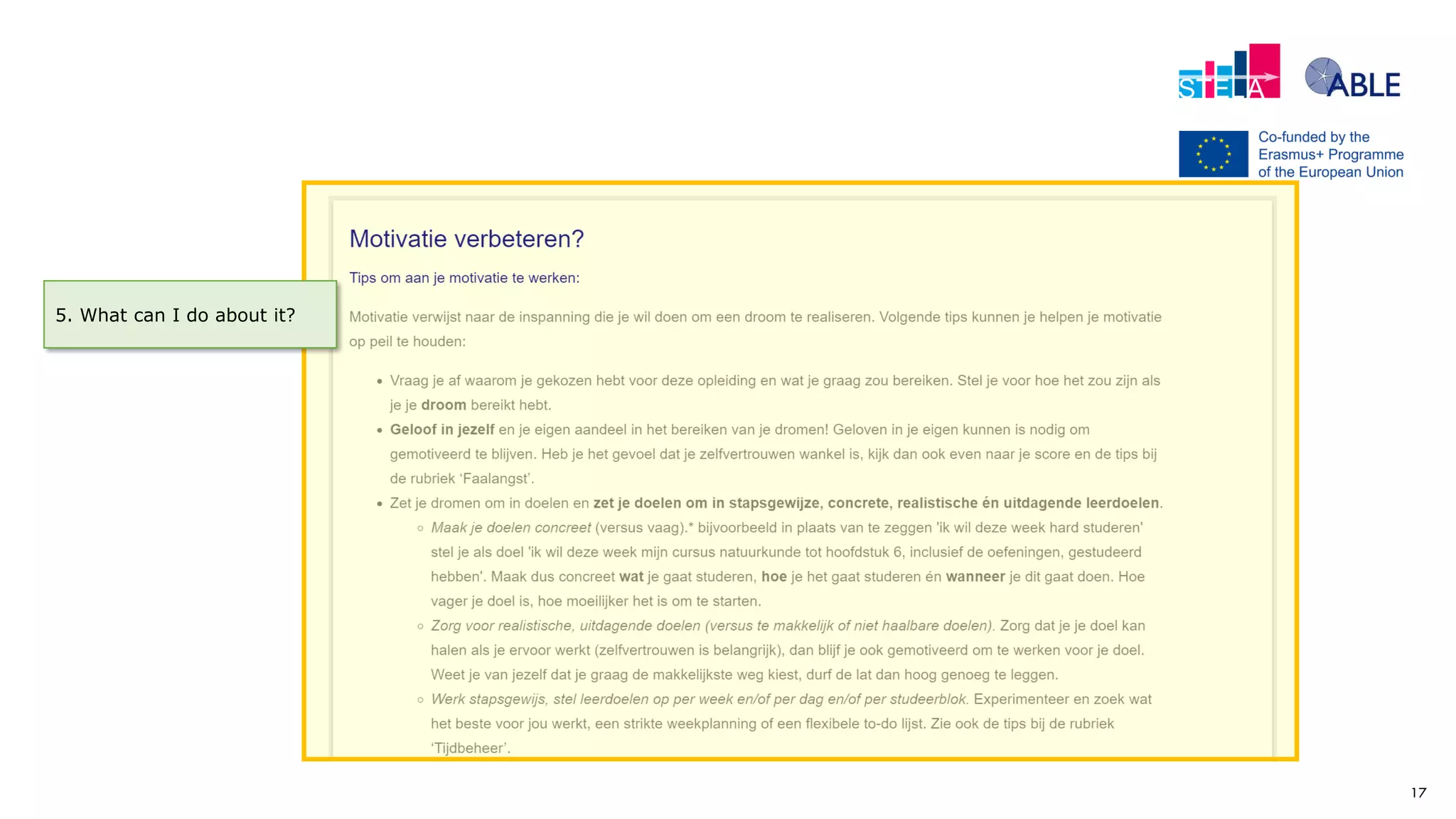 17
5. What can I do about it?
 