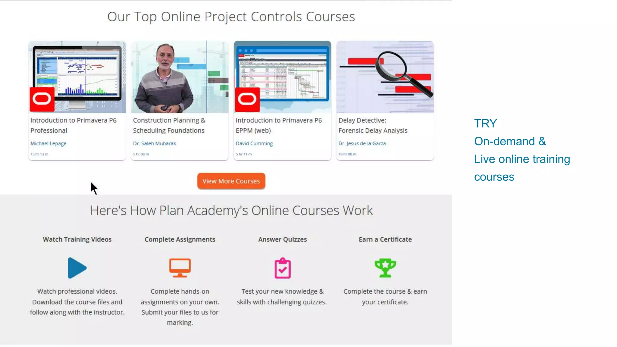 TRY
On-demand &
Live online training
courses
 