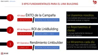 IÑAKI HUERTA - @ikhuerta
3 KPIS FUNDAMENTALES PARA EL LINK BUILDING
INCREMENTO DE SESIONES
MÉTRICASOBJETIVO
Δ VENTAS o ING...