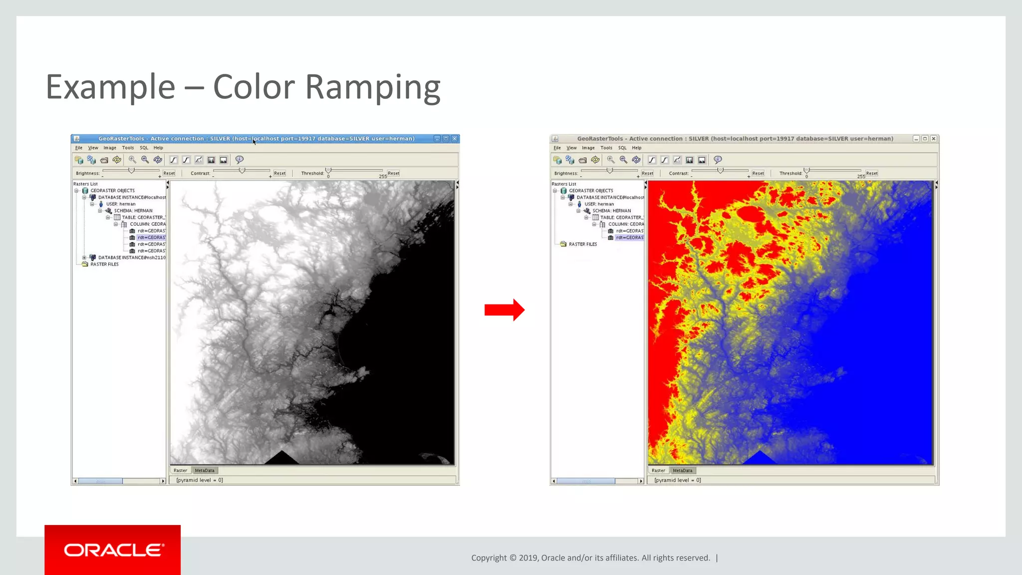 Copyright © 2019, Oracle and/or its affiliates. All rights reserved. |
Example – Color Ramping
 