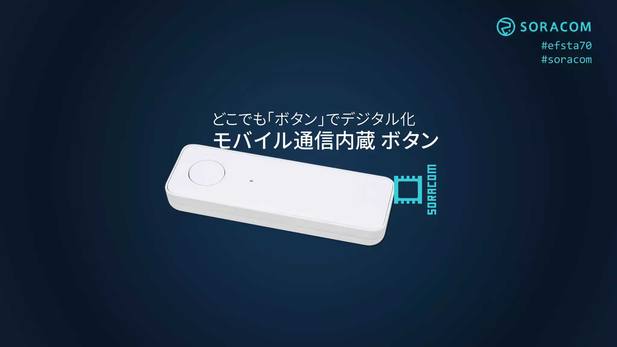 #efsta70
#soracom
どこでも「ボタン」でデジタル化
モバイル通信内蔵 ボタン
 