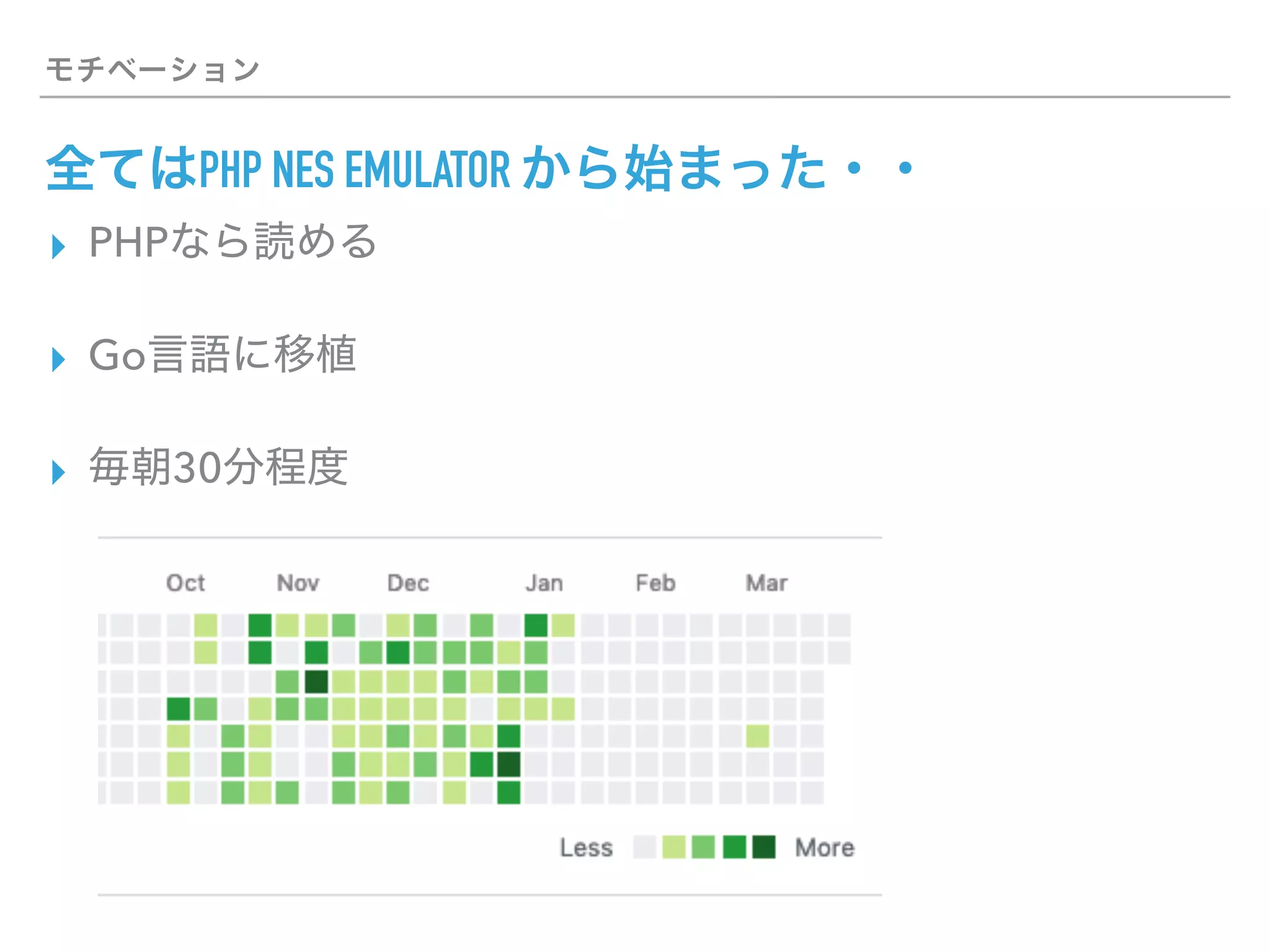 PHP NES EMULATOR
▸ PHP
▸ Go
▸ 30
 
