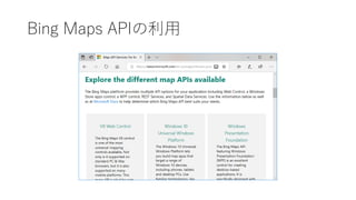 Bing Maps APIの利用
 