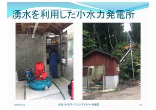 湧水を利用した小水力発電所
2019.07.24 高知工科大学 イブニングセミナー 菊池豊 22
 