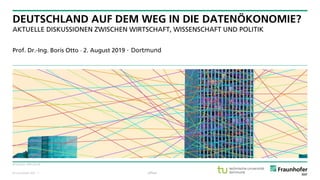 © Fraunhofer ISST
DEUTSCHLAND AUF DEM WEG IN DIE DATENÖKONOMIE?
AKTUELLE DISKUSSIONEN ZWISCHEN WIRTSCHAFT, WISSENSCHAFT UND POLITIK
Prof. Dr.-Ing. Boris Otto  2. August 2019 · Dortmund
offen
Bildquelle: HBR (2019).
· 1
 