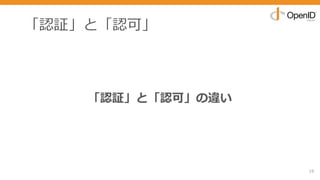 「認証」と「認可」
19
「認証」と「認可」の違い
 
