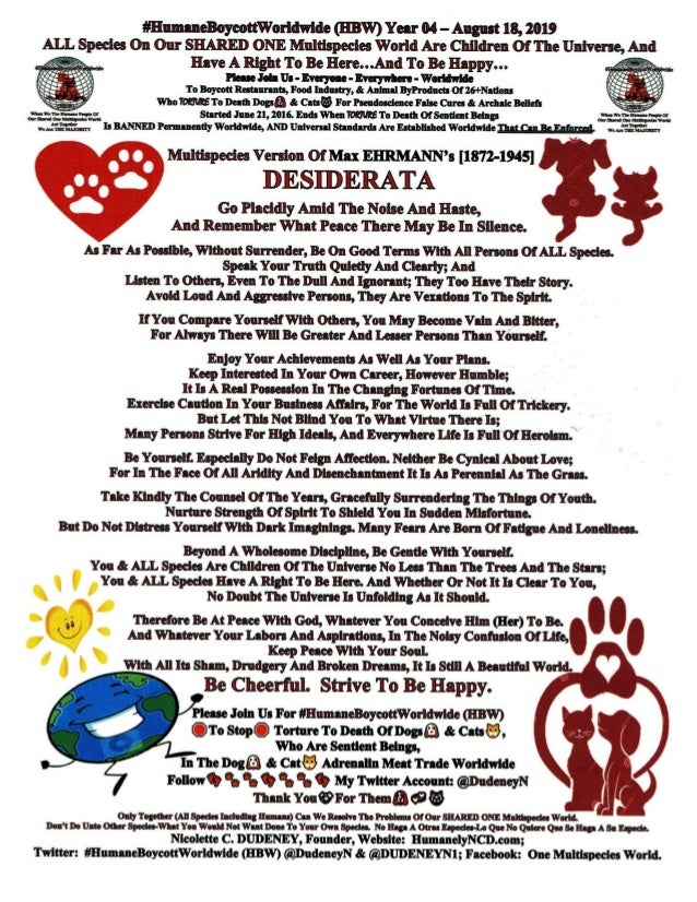 ♾
Published August 18, 2019
By Nicolette C. DUDENEY
Founder Of: Website: HumanelyNCD.Com;
#HumaneBoycottWorldwide (HBW); #...