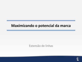 Maximizando o potencial da marca
Extensão de linhas
 