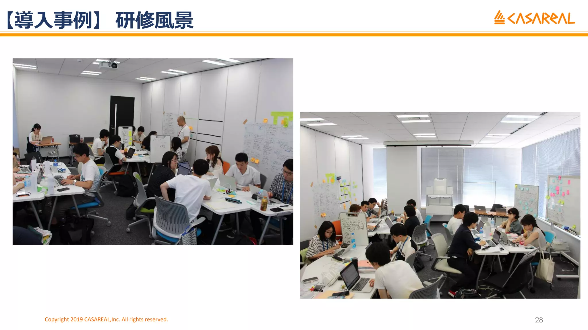 【導⼊事例】 研修⾵景
Copyright 2019 CASAREAL,Inc. All rights reserved. 28
 