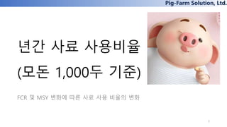 Pig-Farm Solution, Ltd.
년간 사료 사용비율
(모돈 1,000두 기준)
FCR 및 MSY 변화에 따른 사료 사용 비율의 변화
5
 