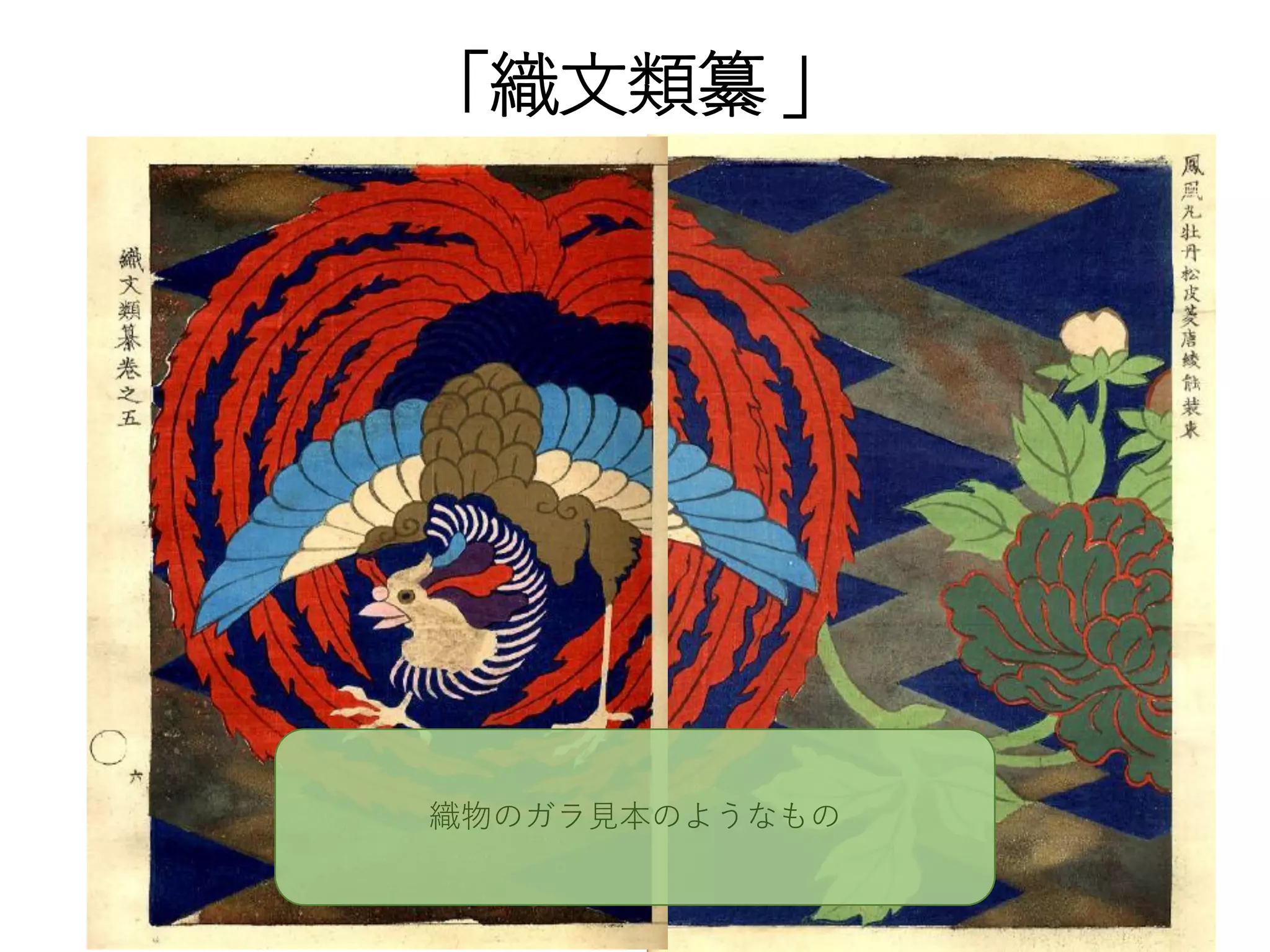 「織文類纂 」
織物のガラ見本のようなもの
 