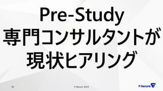 F-Secure 201935
Pre-Study
専門コンサルタントが
現状ヒアリング
 