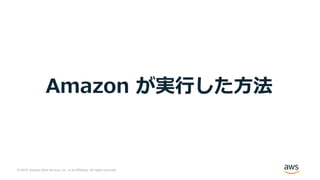 © 2019, Amazon Web Services, Inc. or its Affiliates. All rights reserved.
Amazon が実⾏した⽅法
 