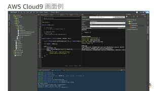© 2019, Amazon Web Services, Inc. or its Affiliates. All rights reserved.
AWS Cloud9 画⾯例
 