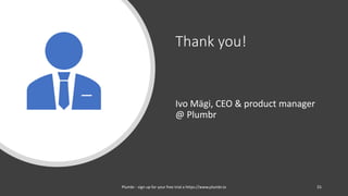 Thank you!
Ivo Mägi, CEO & product manager
@ Plumbr
55Plumbr - sign up for your free trial a https://www.plumbr.io
 
