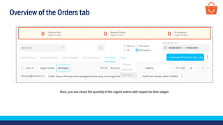Overview of the Orders tab
Here, you can check the quantity of the urgent orders with respect to their stages
 