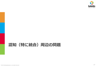 ©2019 kaleidosolutions inc. all rights reserved
認知（特に統合）周辺の問題
67
 