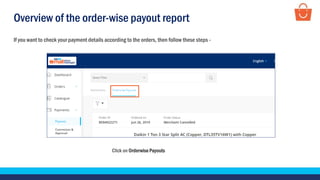 Overview of the order-wise payout report
Click on Orderwise Payouts
If you want to check your payment details according to the orders, then follow these steps -
 