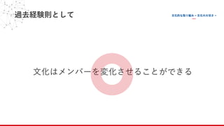 過去経験則として
⽂化はメンバーを変化させることができる
 
