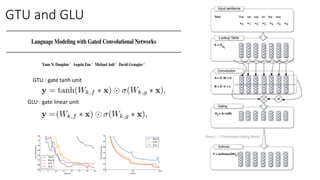 GTU and GLU
GTU : gate tanh unit
GLU : gate linear unit
 